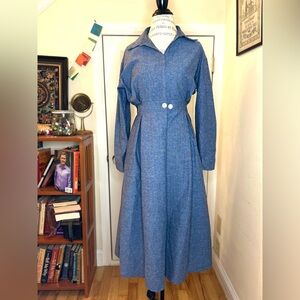 Soolinen Linen Chambray blue long sleeve dress small